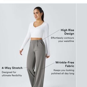 HALARA Gray Wide Leg Pants with High Rise Design
